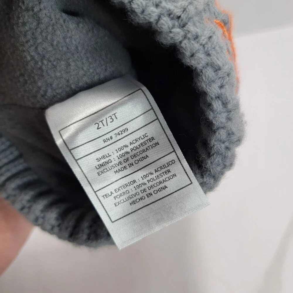 Snozu Toddler Boys Kids Fleece Lined Knit Beanie Winter Hat Orange‎ Gray 2T/3T